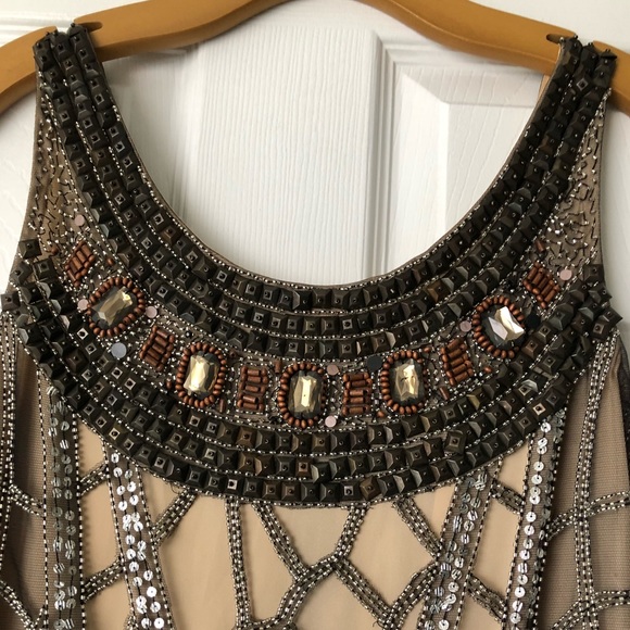 🆕 Cache Gold Sequin Embellished Cocktail Dress - Picture 2 of 8